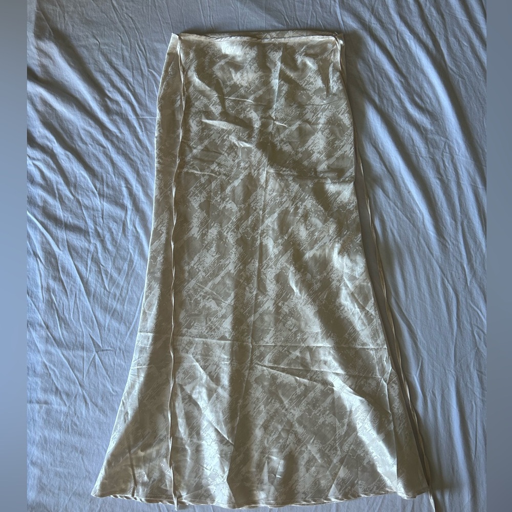 NWT YELLOW THE LABEL Satin Damask Skirt in beige